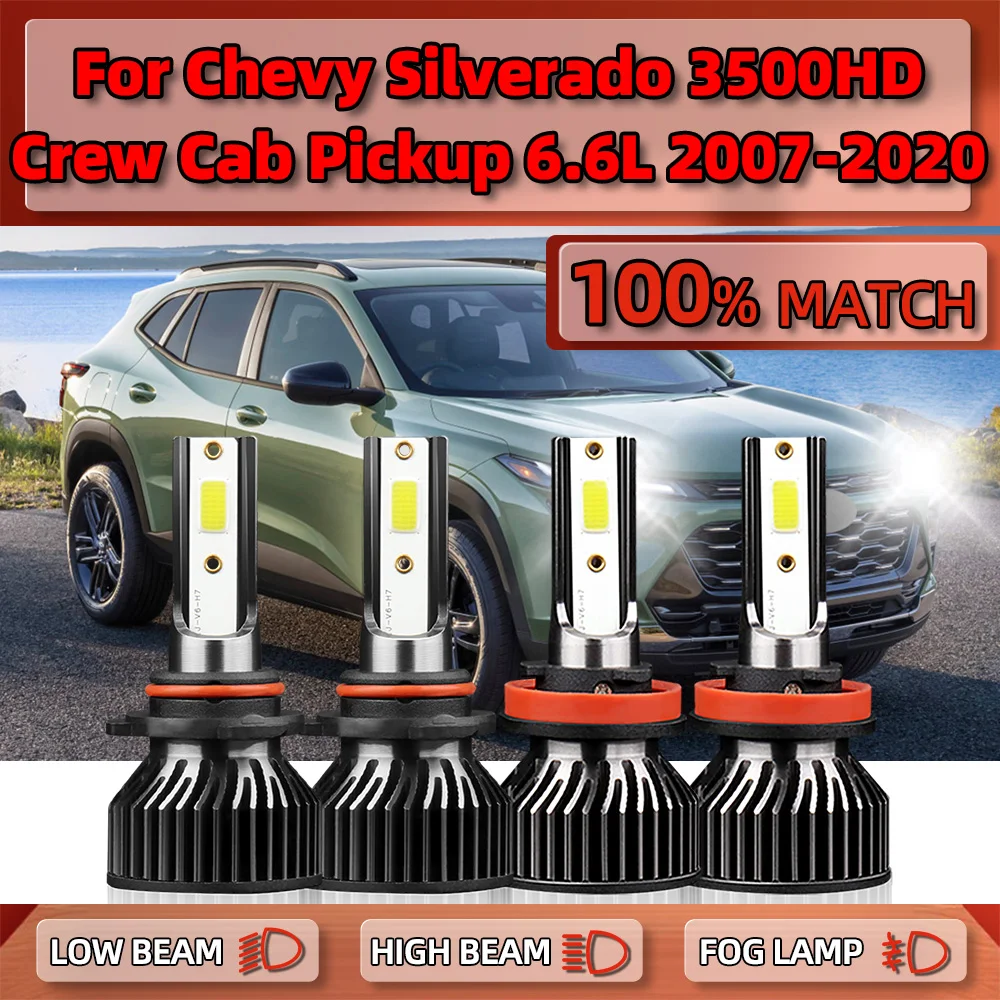 

40000LM 240W Canbus LED Headlight Bulbs 6000K White Car Light 12V For Chevy Silverado 3500HD Crew Cab Pickup 6.6L 2007-2019 2020
