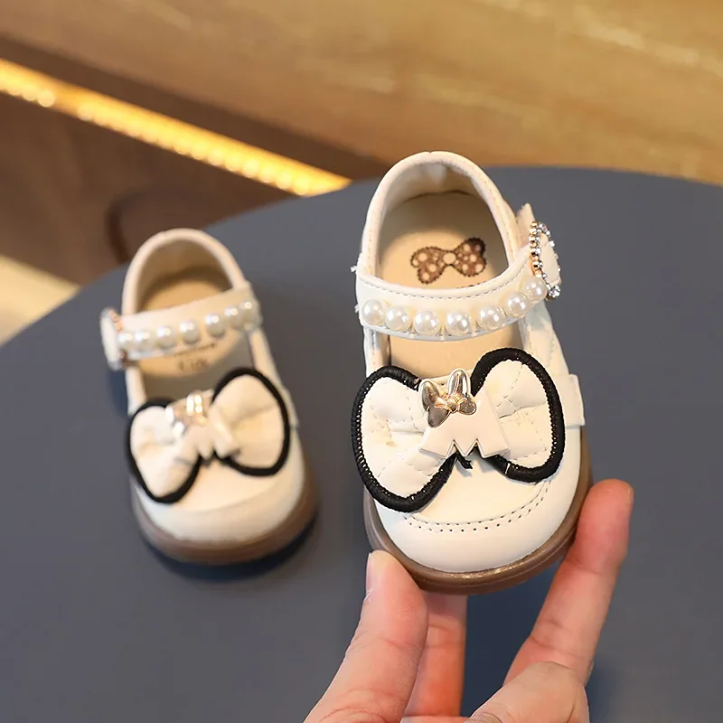 

2024 Children's Leather Shoes Toddlers Girls Causal Walking Mary Jane Shoes Fashion Kids Princess Flats Shoes Sweet Cute Bowknot