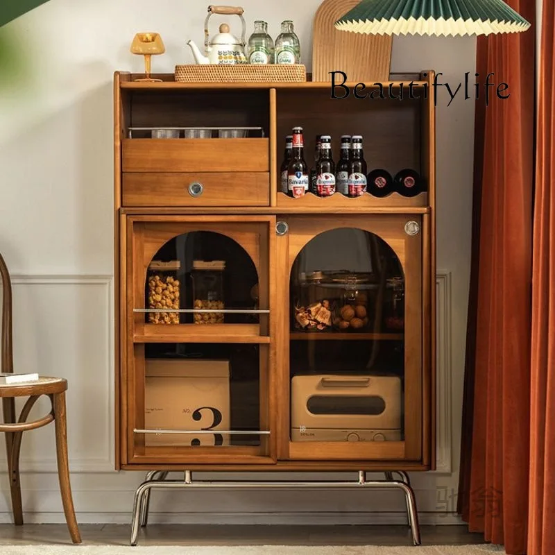 Vintage Brown Glass Solid Wood Tea Sideboard Cabinet Living Room Wall Stainless Steel Storage Locker
Vintage Brown Glass Solid Wood Tea Sideboard Cabinet Living Room Wall Stainless Steel Storage Locker