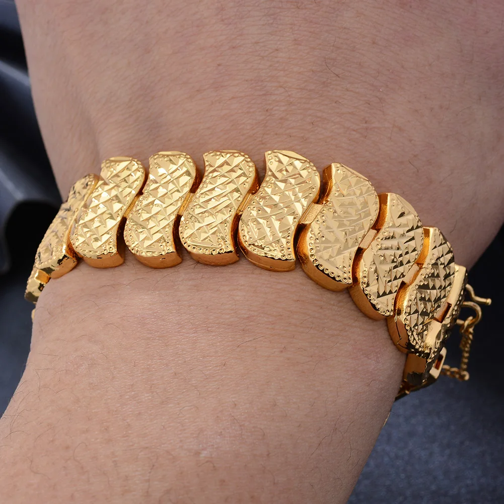 

Роскошные браслеты-цепочки для женщин и мужчин, оптовая продажа, бижутерия, браслет-цепочка золотого цвета для мужчин и женщин, мужской браслет