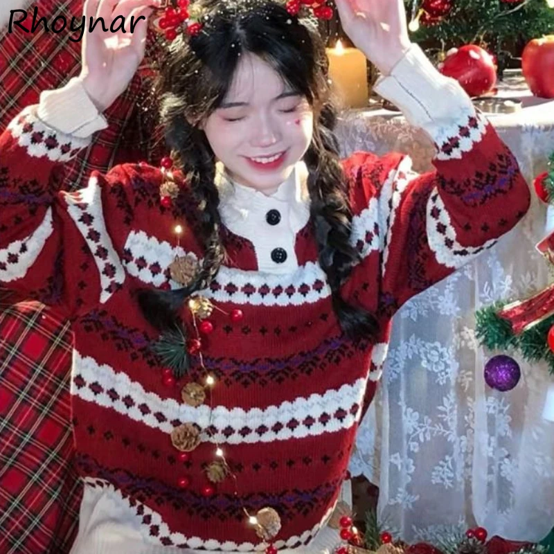 O-neck Pullover Women Long-sleeve Christmas Vintage Loose Knitting Winter New All-match Trendy Japanese-style Gentle Sweet Girls
O-neck Pullover Women Long-sleeve Christmas Vintage Loose Knitting Winter New All-match Trendy Japanese-style Gentle Sweet Girls