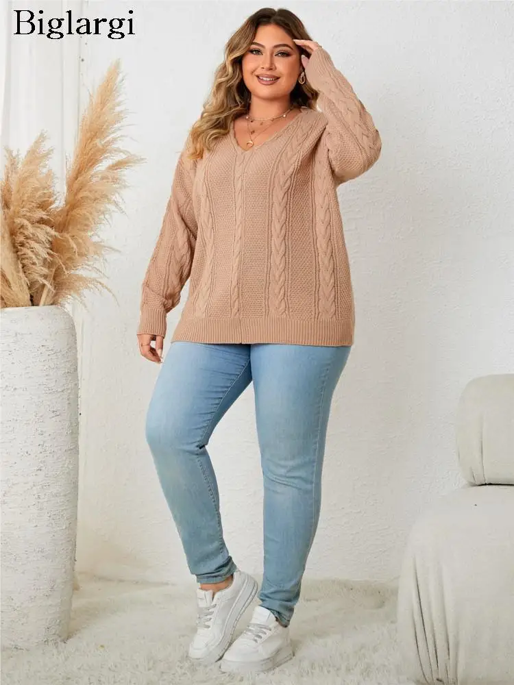 Plus Size Autumn Winter V-Neck Pullover Sweater Top Women Long Sleeve Modis Loose Ladies Sweaters Casual Woman Knitted Tops 2023
Plus Size Autumn Winter V-Neck Pullover Sweater Top Women Long Sleeve Modis Loose Ladies Sweaters Casual Woman Knitted Tops 2023
