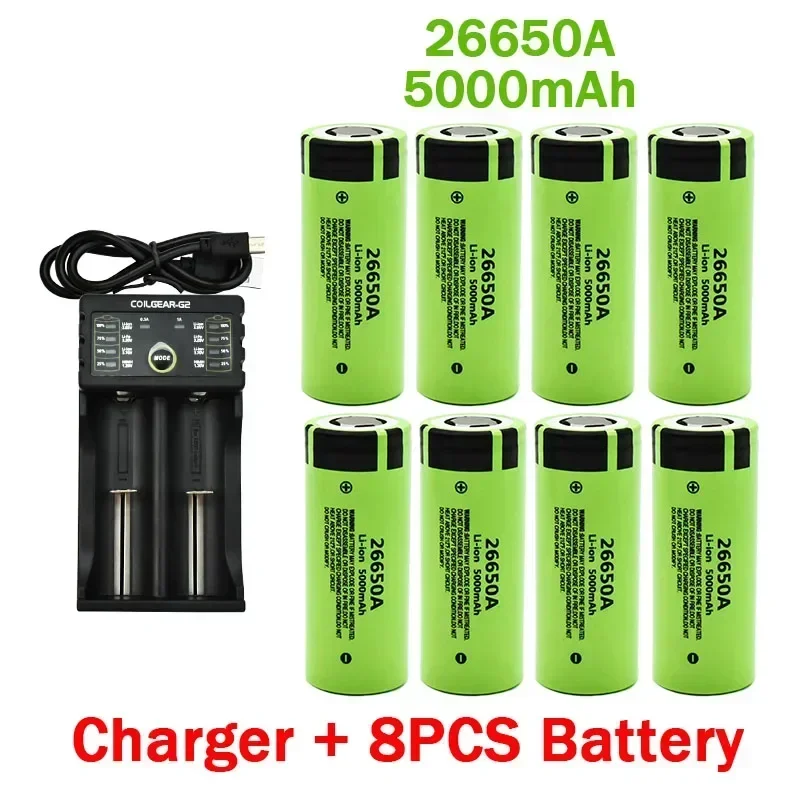 100% New Original high quality 26650 battery 5000mAh 3.7V 50A lithium ion rechargeable battery for 26650A LED flashlight+charger
100% New Original high quality 26650 battery 5000mAh 3.7V 50A lithium ion rechargeable battery for 26650A LED flashlight+charger