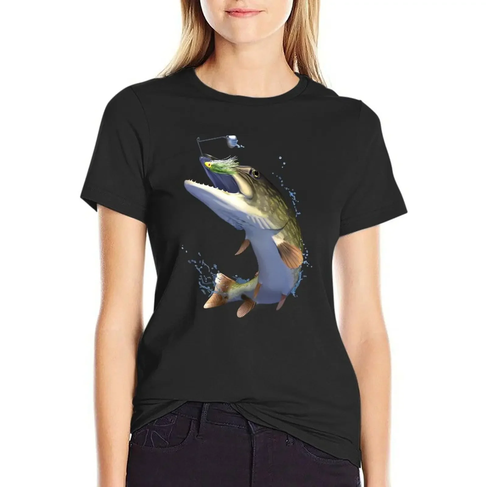 Northern Pike Fishing Fisherman T-shirt Blouse summer top Women's cotton t-shirt
Northern Pike Fishing Fisherman T-shirt Blouse summer top Women's cotton t-shirt