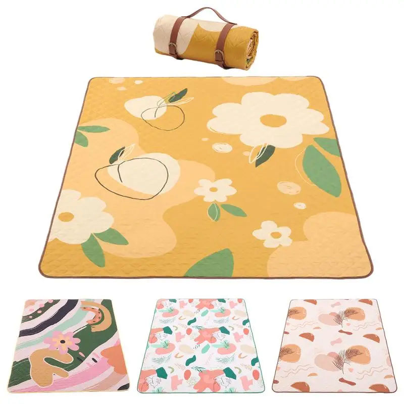 

Large Picnic Blanket 78.7X78.7In Multi-Layer Family Mat with Carry Strap Outdoor Blanket for Camping Park Beach Grass Indoors