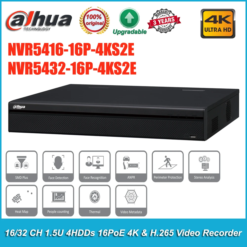 Оригинальный видеорегистратор Dahua NVR5432-16P-4KS2E 16/32 16POE 4HDDs 4K NVR5416-16P-4KS2E | Безопасность