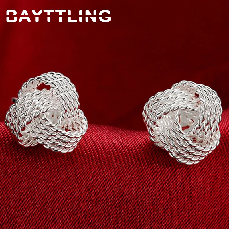 

BAYTTLING Fashion 925 Sterling Silver Exquisite Braided Stud Earrings For Women Charm Wedding Gift Gift Jewelry Earrings