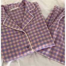 Korean Purple Grid Girls Pajamas Set Cute Winter Long Sleeve Leisure Sleepwear For Women Loose Nightwear Homewear Suit
Korean Purple Grid Girls Pajamas Set Cute Winter Long Sleeve Leisure Sleepwear For Women Loose Nightwear Homewear Suit