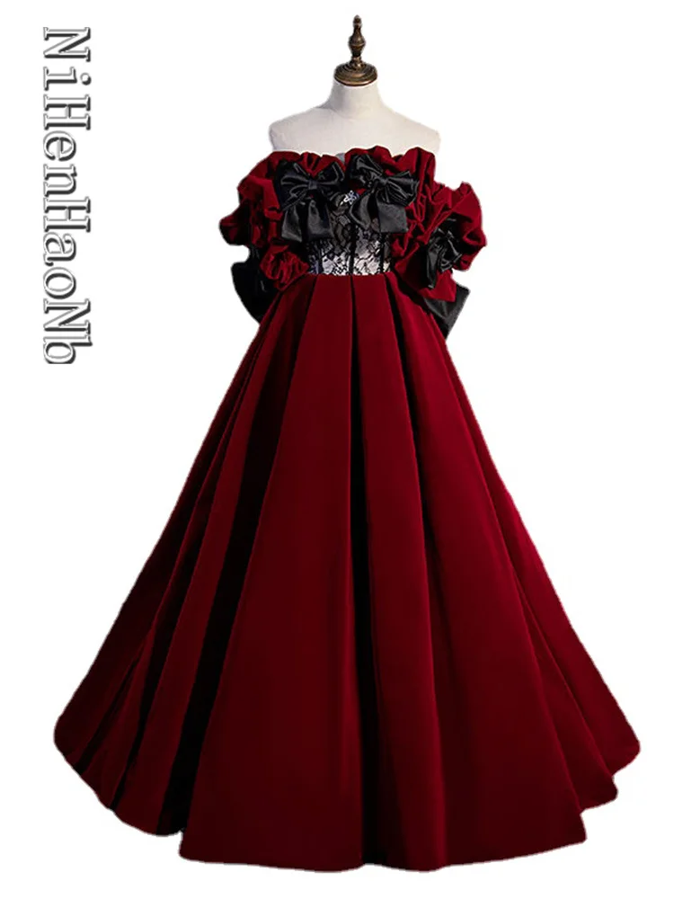 Wedding Dresses Bows Off the Shoulder Short Sleeves Lace up A-line Floor Length Party Dresses
Wedding Dresses Bows Off the Shoulder Short Sleeves Lace up A-line Floor Length Party Dresses