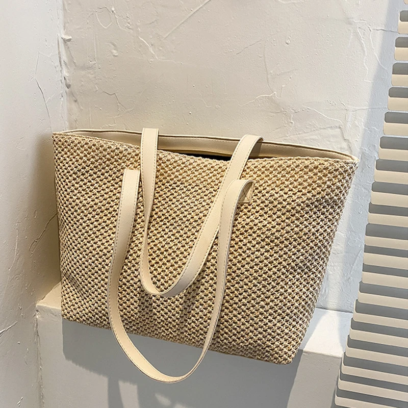 Wicker Woven Beach Shopper - Large Capacity Summer Tote 14 S62992a67613c4444959a74f0764bd291T