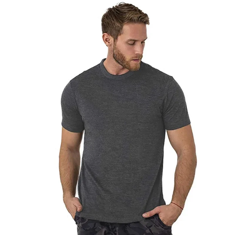 

B1729 100% Superfine Merino Wool T shirt Men's Base Layer Shirt Wicking Breathable Quick Dry Anti-Odor No-itch USA Size