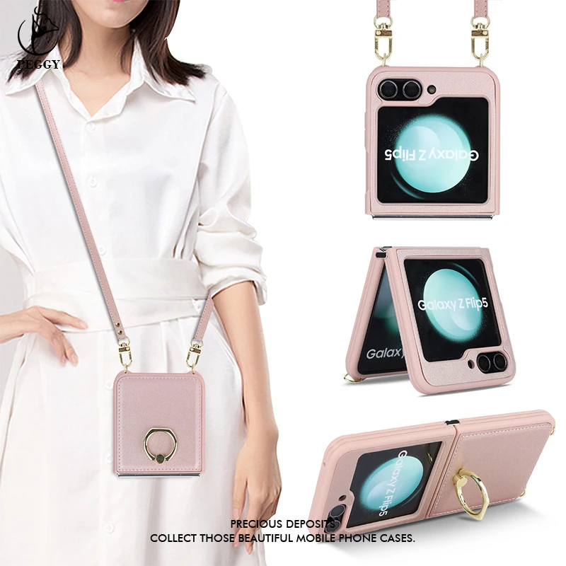 Luxury Leather with Lanyard Ring Flip Phone Case for Samsung Galaxy Z Flip5 Samsung Z Flip 4 Metal with Ring Bracket Phone Cover
Luxury Leather with Lanyard Ring Flip Phone Case for Samsung Galaxy Z Flip5 Samsung Z Flip 4 Metal with Ring Bracket Phone Cover