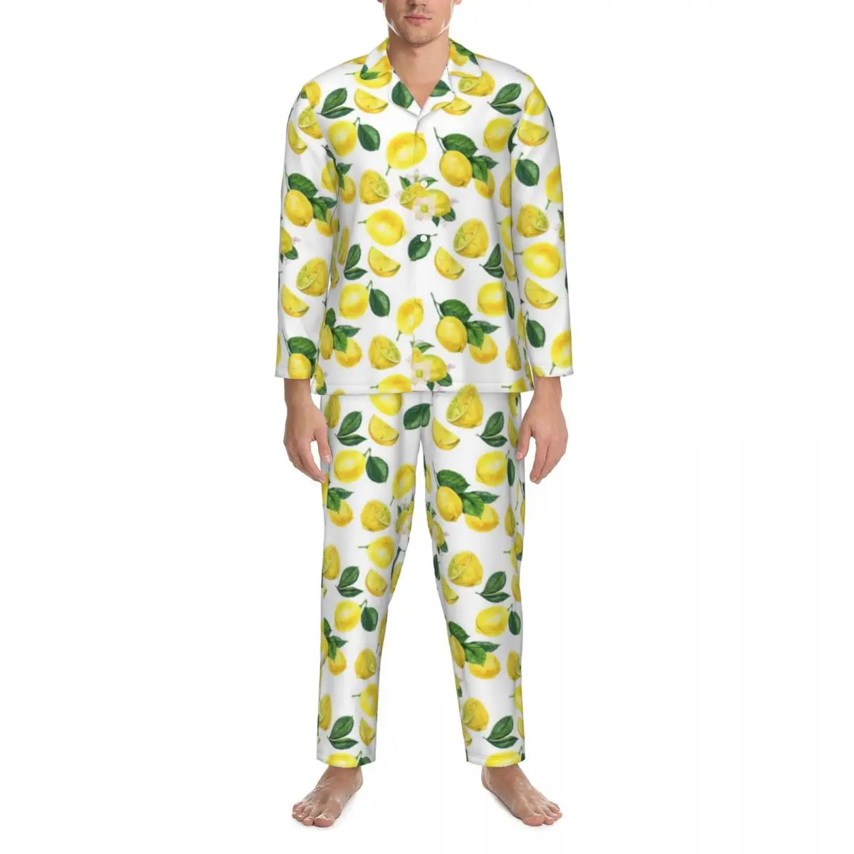Watercolor Fruit Pajama Set Autumn Yellow Lemons Print Trendy Bedroom Sleepwear Men 2 Pieces Casual Oversized Graphic Nightwear
Watercolor Fruit Pajama Set Autumn Yellow Lemons Print Trendy Bedroom Sleepwear Men 2 Pieces Casual Oversized Graphic Nightwear