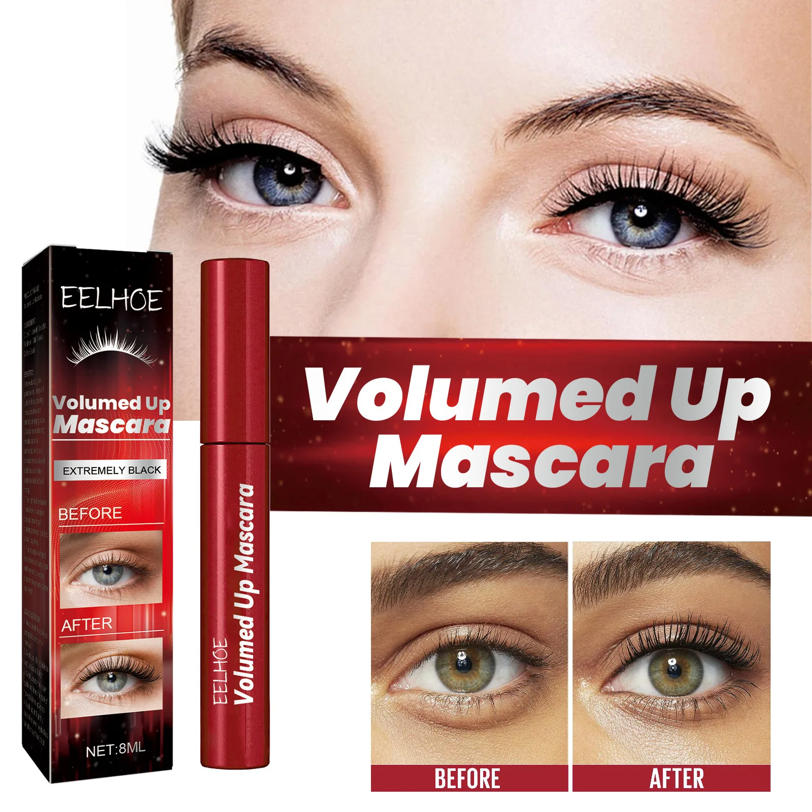 

Eelhoe Mascara Moisturizing Eyelashes Long Curling Black Beautiful Natural Makeup Not Smudge Mascara Waterproof Eye Makeup