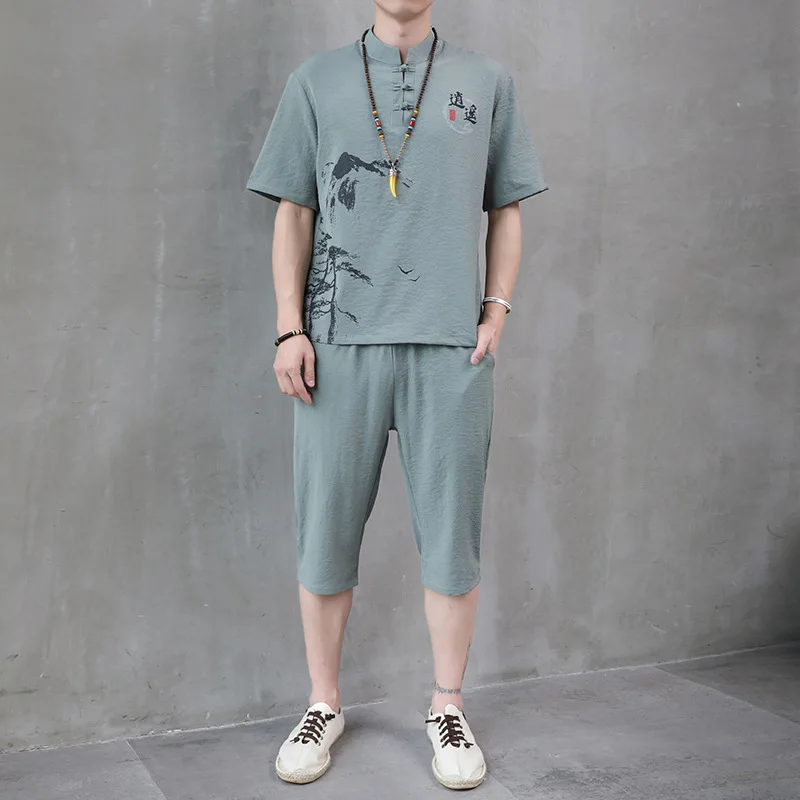 Yourqipao Summer New Casual Suit Men's Chinese Tang Suit Two-piece Short-sleeved T-shirt Trousers Kung Fu Taiji Zen Tea Clothes
Yourqipao Summer New Casual Suit Men's Chinese Tang Suit Two-piece Short-sleeved T-shirt Trousers Kung Fu Taiji Zen Tea Clothes