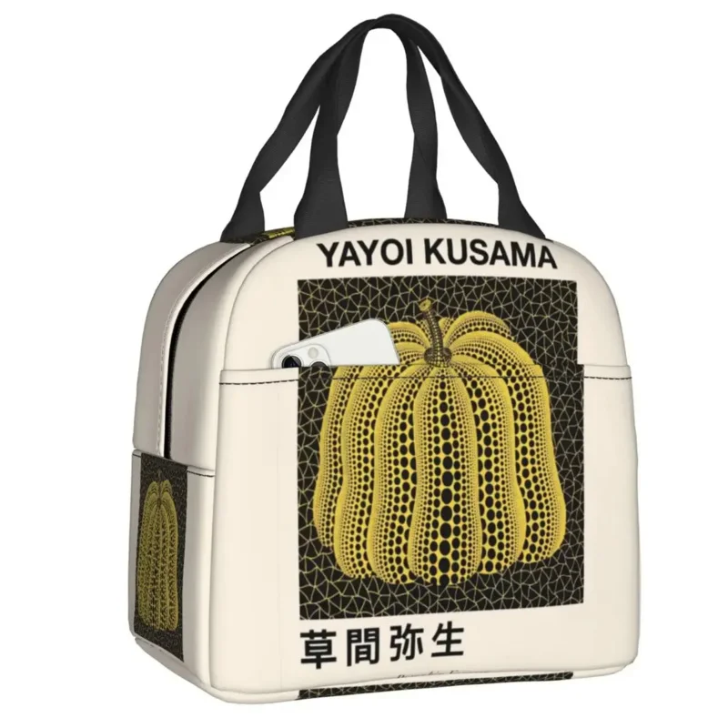 

Yayoi Kusama Pumkin Forever Insulated Lunch Bag for Camping Travel Abstract Art Portable Cooler Thermal Lunch Box Women Kids