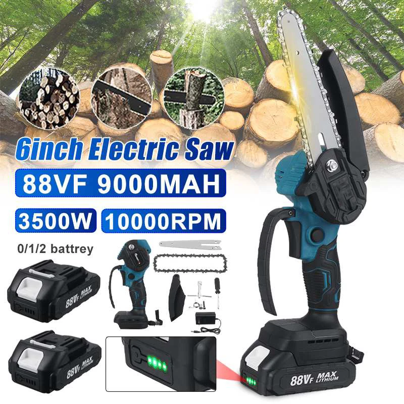 6 Inch 3500W Mini Electric Chain Saw With Battery Indicator Rechargeable Pruning Saw Woodworking Tools For Makita 18V Battery
6 Inch 3500W Mini Electric Chain Saw With Battery Indicator Rechargeable Pruning Saw Woodworking Tools For Makita 18V Battery
