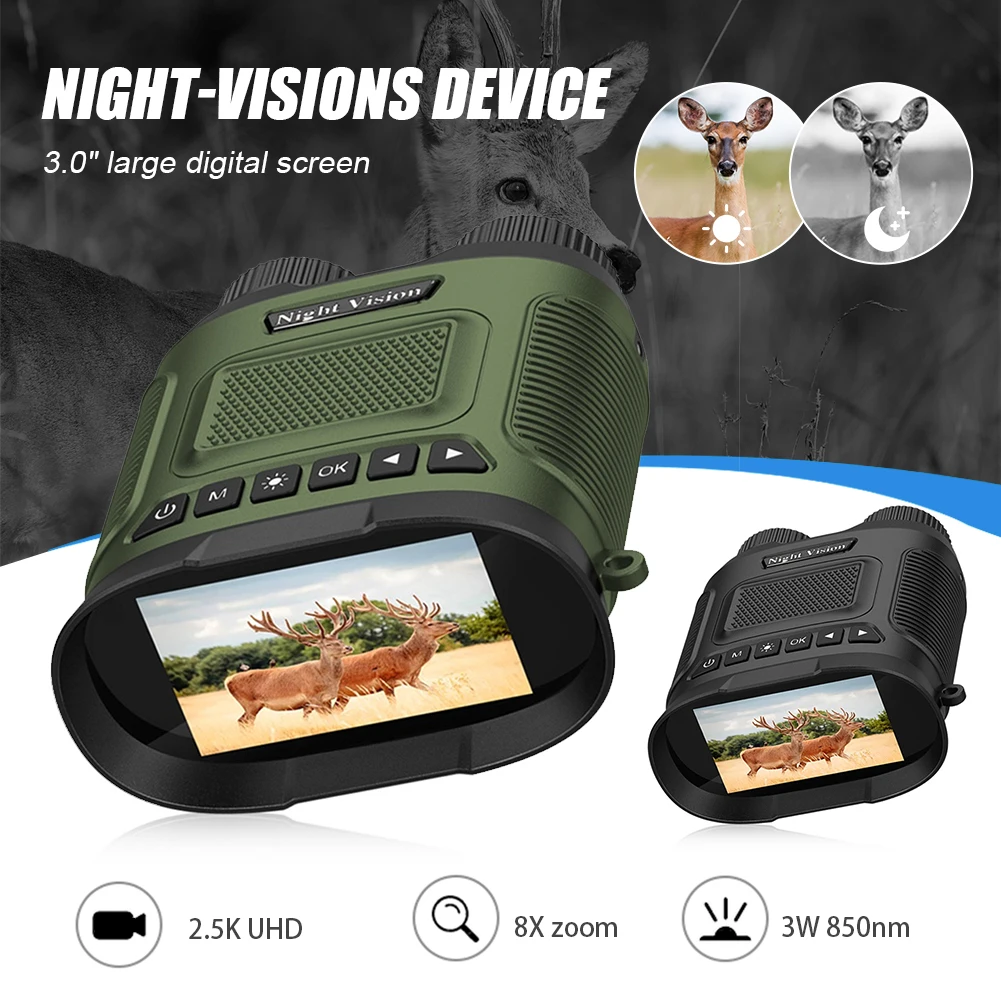 2.5KD Binoculars Infrared Night Vision Device Day Night Use 8X Digital Zoom 350M Full Dark Viewing Distance Hunting Telescope
2.5KD Binoculars Infrared Night Vision Device Day Night Use 8X Digital Zoom 350M Full Dark Viewing Distance Hunting Telescope