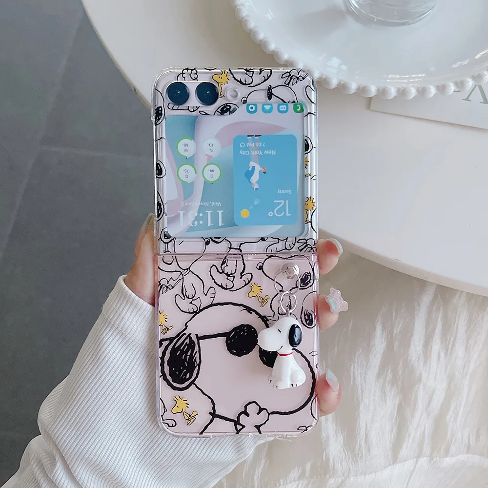 

Kawaii Snoopys мультфильм чехол для телефона Samsung Galaxy ZFlip5 ZFlip Z Флип 4 ZFlip3 5G Flip4 Чехол аниме Жесткий ПК задняя Противоударная