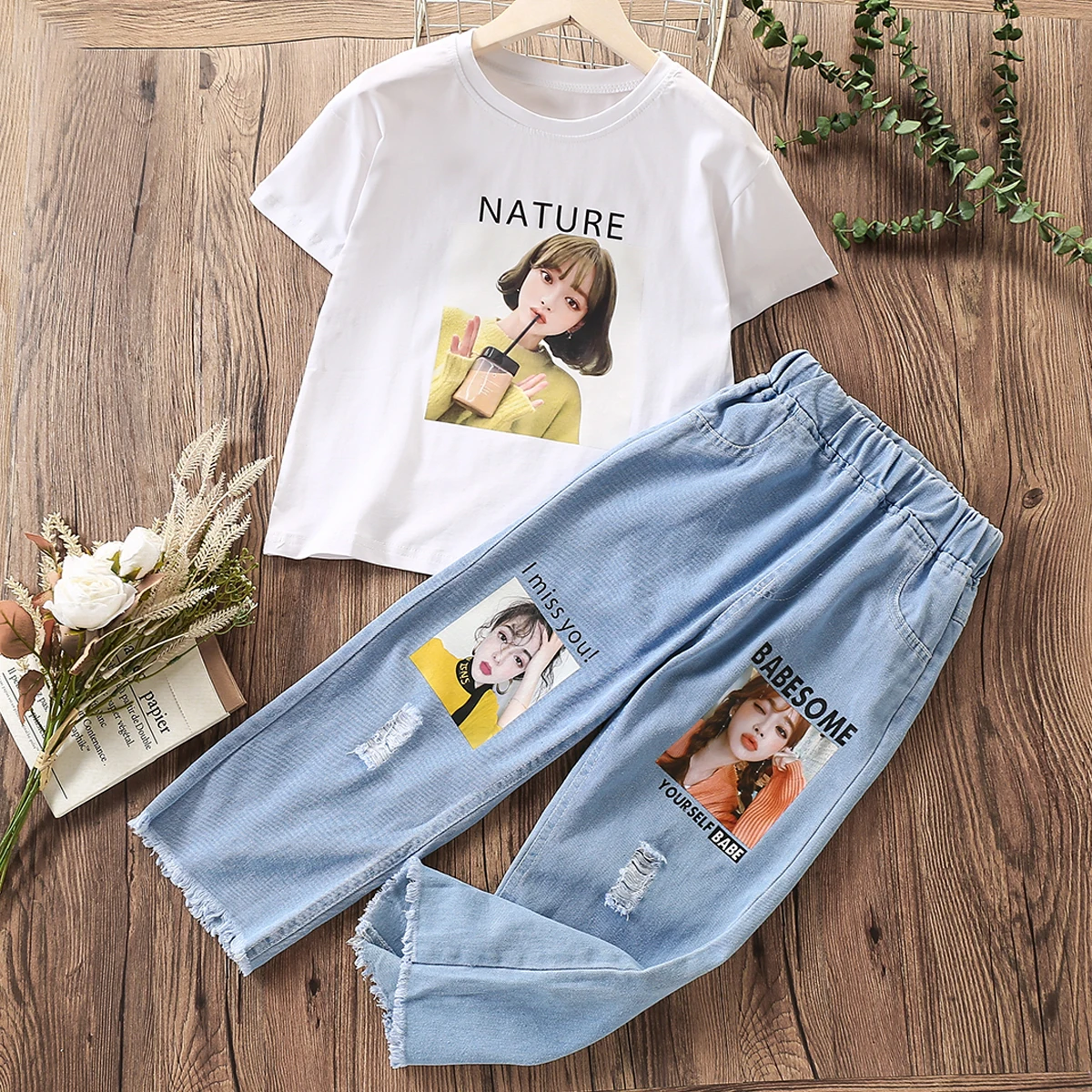 Kids Summer Outfits Suit for Girls Set Children Baby Clothes Short Sleeve White Shirt & Jeans Teenagers Costumes 6 7 9 13 Years
Kids Summer Outfits Suit for Girls Set Children Baby Clothes Short Sleeve White Shirt & Jeans Teenagers Costumes 6 7 9 13 Years
