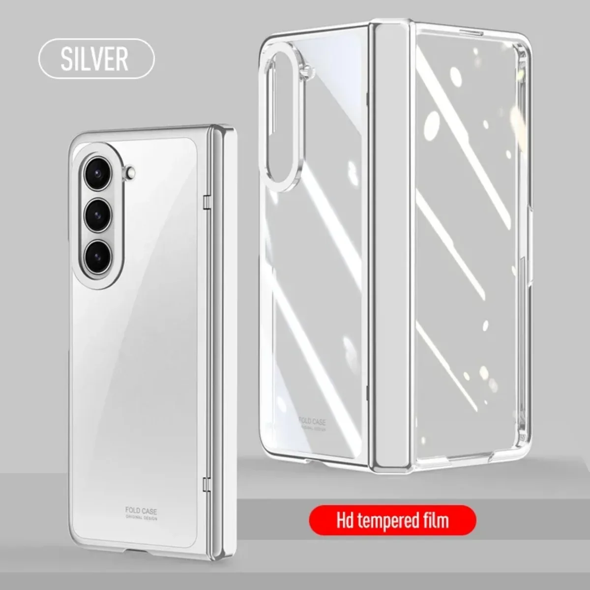 

For Samsung Galaxy Z Fold 4 5 Case Electroplated Transparent With Tempered Film Folding Hinge Shockproof Protective Hard Cover