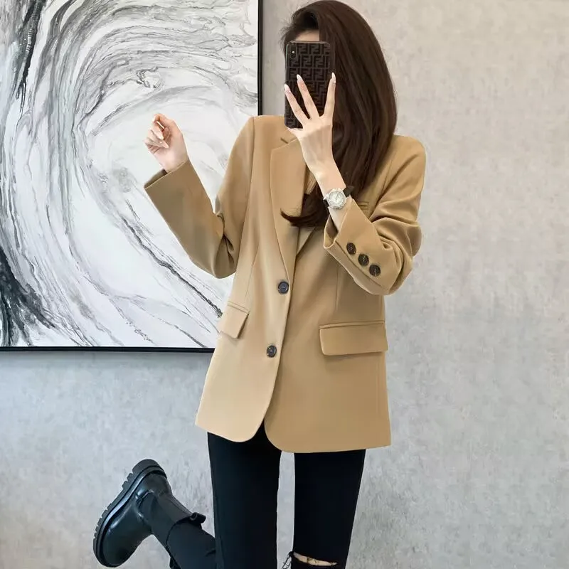Women Blazer Casual Jacket Multi-Color Pocket All-Match Long Sleeved OL Autumn Winter Elegant Office Lady Coat Loose Solid Thin Women Blazer Casual Jacket Multi-Color Pocket All-Match Long Sleeved OL Autumn Winter Elegant Office Lady Coat Loose Solid Thin