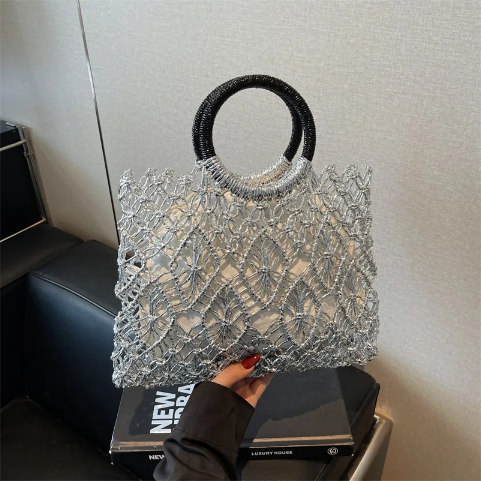 Luxury Woven Round Handle Bag - Designer Eco-Friendly Hollow-Out Handbag 8 S62ad869522de495a97ff535fc12802acL