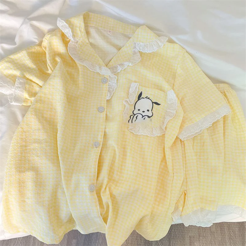 Sanrio Kawaii Anime Pochacco Summertime Pajama Set Cute Sweet Cartoon Loungewear Short-Sleeved Shorts Lovely Gifts for Girls
Sanrio Kawaii Anime Pochacco Summertime Pajama Set Cute Sweet Cartoon Loungewear Short-Sleeved Shorts Lovely Gifts for Girls