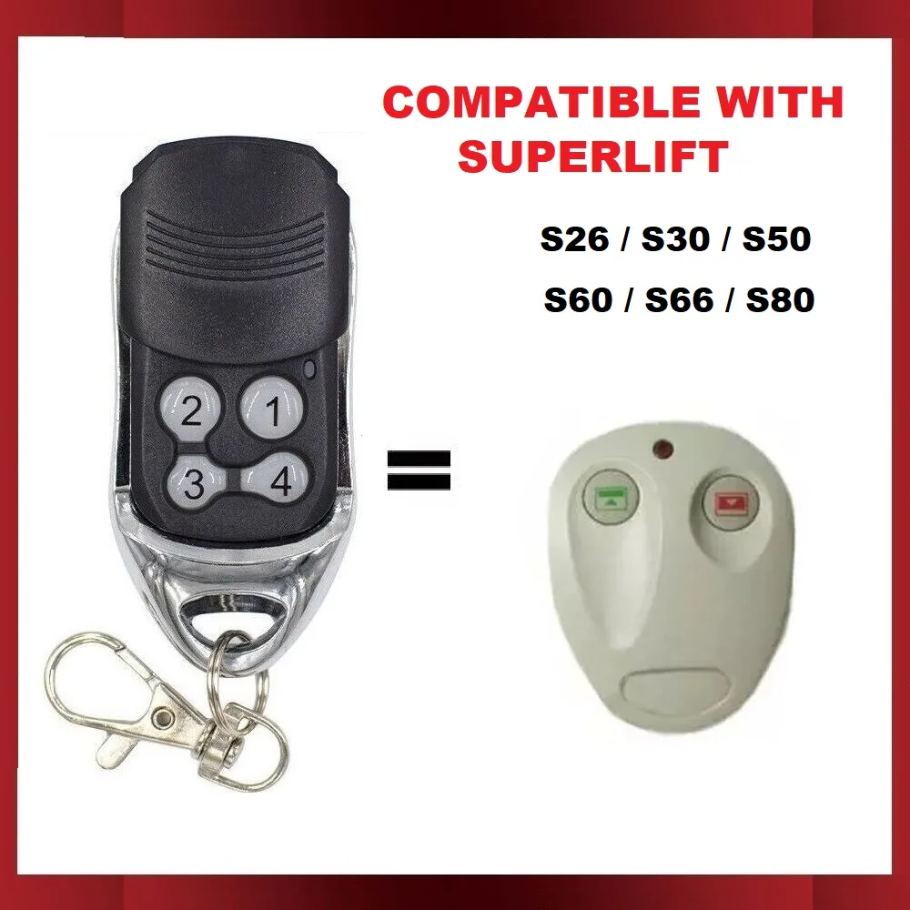 

Compatible with SUPERLIFT S80/SL1/S26/S30/S50/SL2 /S66/S60 Motor SUPER LIFT Garage Remote Control 433.92MHz Rolling Code