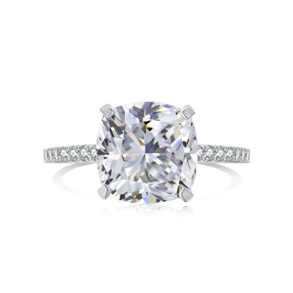

Модное и Универсальное кольцо с квадратными бриллиантами из серебра 925 пробы 10*10 мм с высоким содержанием углерода, 5 карат, обручальное кольцо с розовыми бриллиантами