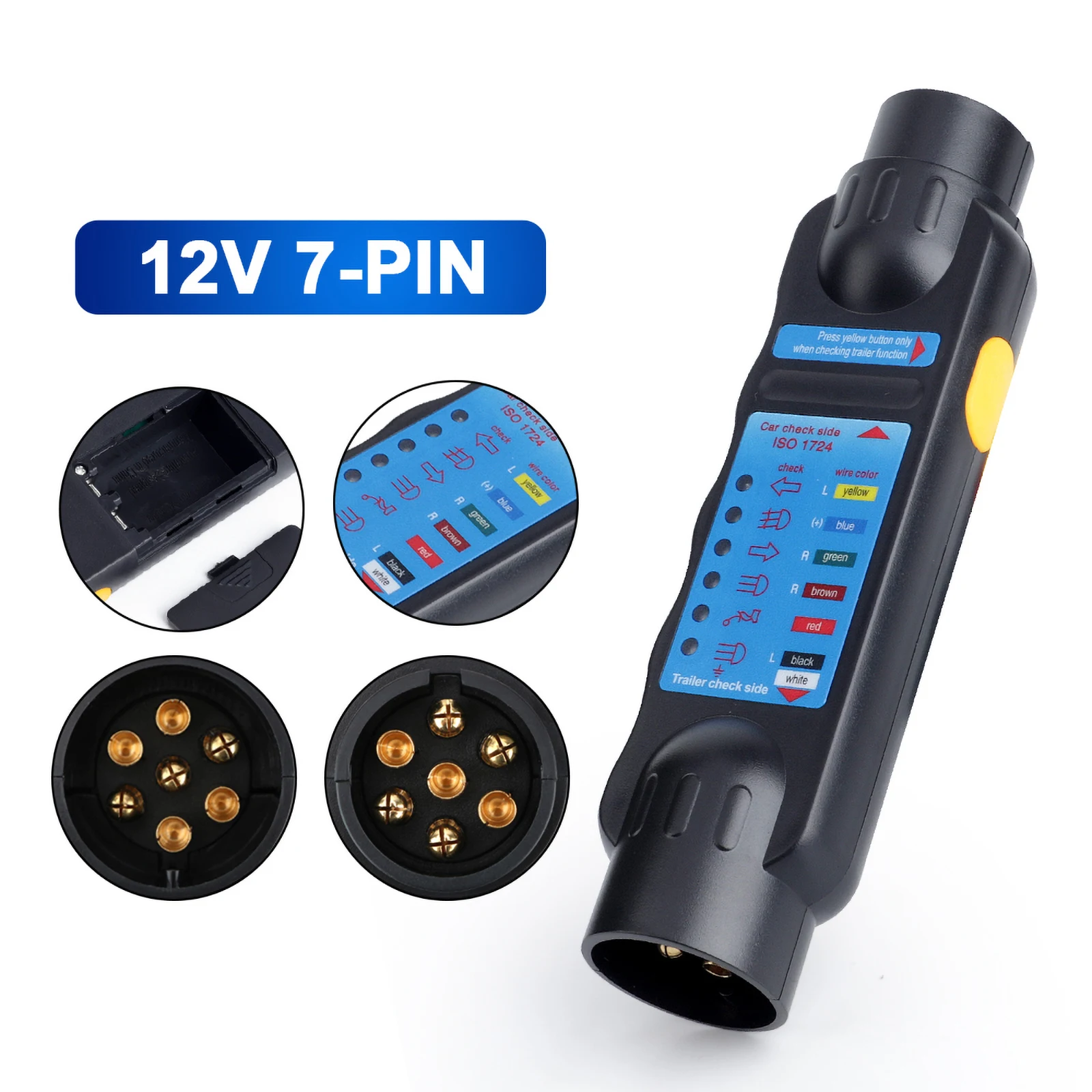 

7 Pin Trailer Socket Tester Towbar Plug Socket Diagnostic Tools 12V Caravan Towing Tow Bar Light Wiring Tester