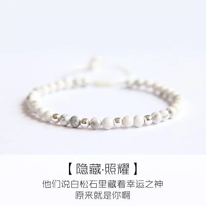 

White Turquoise Bracelet Unisex 2023 New Trendy Student Lucky Buddha Beads Woven Simple Can Be Adjusted To Look Good HandString