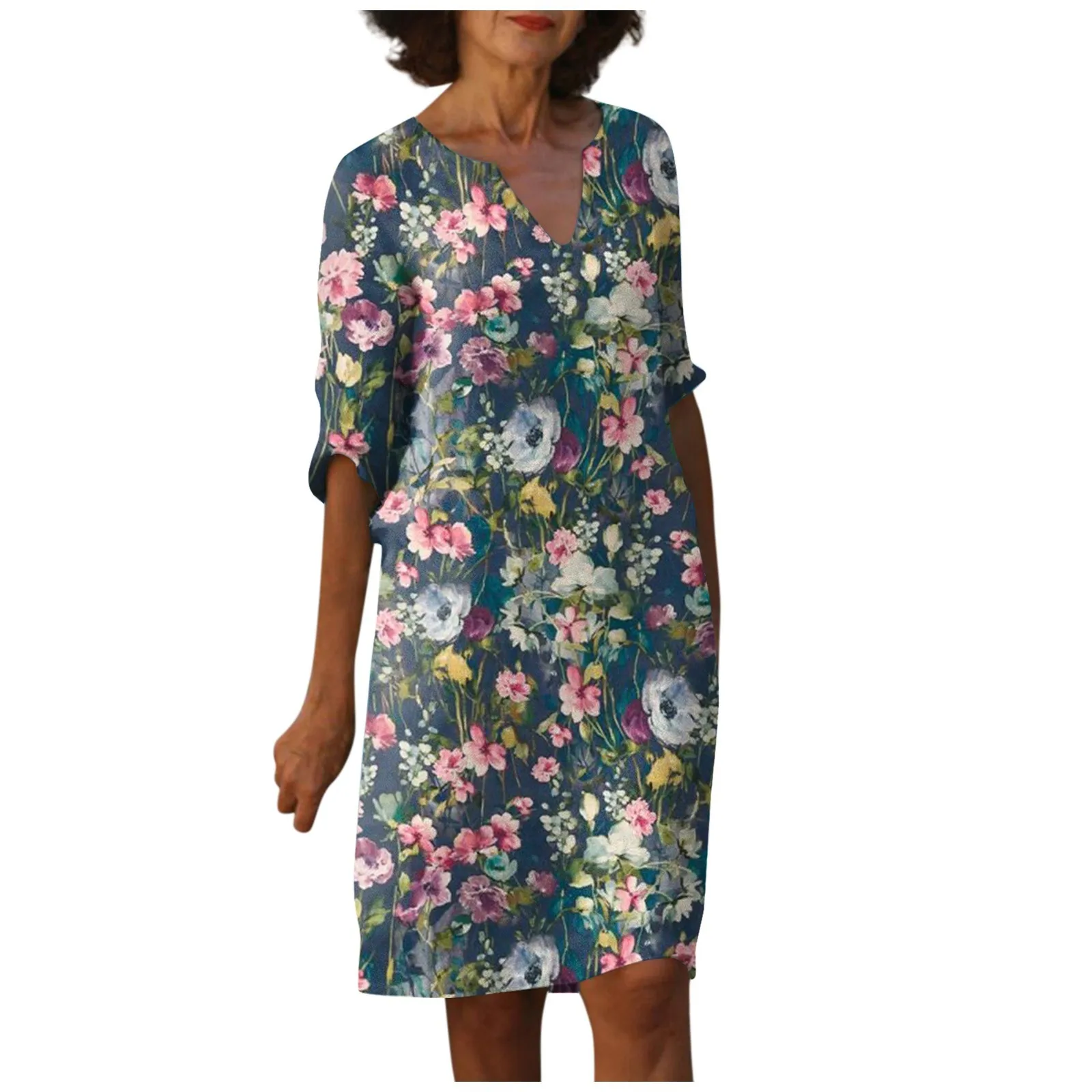 Women'S Summer Fashion Casual Floral Print V-Neck Half Sleeve Dress Evening Dress Loose Women'S Dress Summer Dress For Women
Women'S Summer Fashion Casual Floral Print V-Neck Half Sleeve Dress Evening Dress Loose Women'S Dress Summer Dress For Women