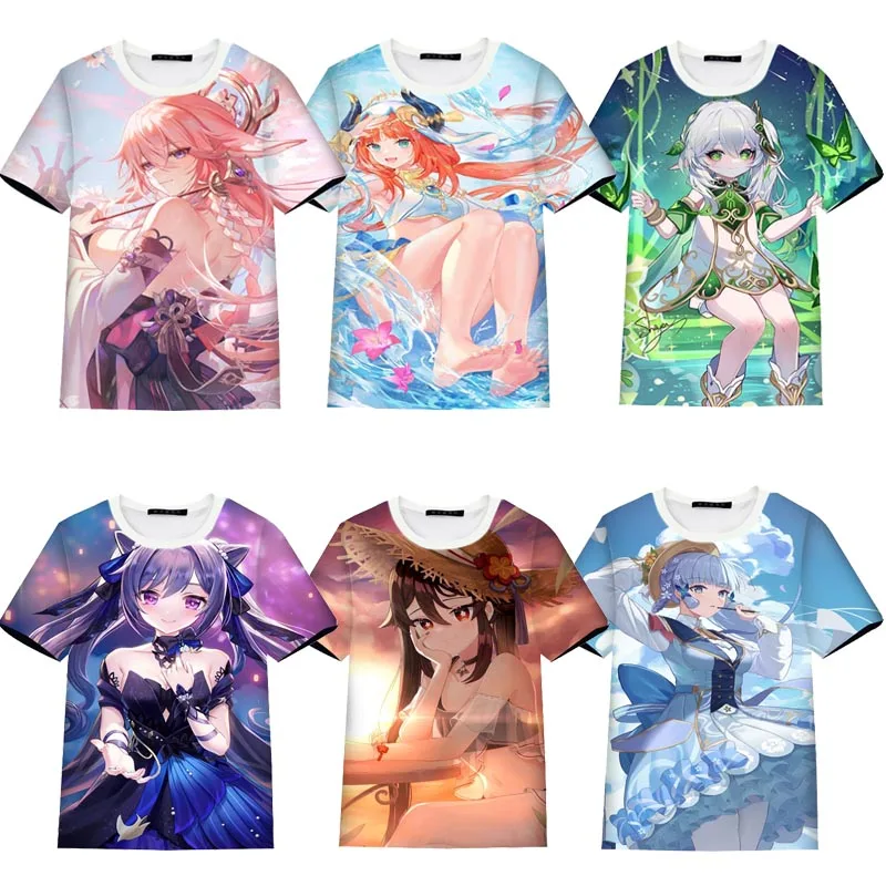 

New Hot Genshin Impact Lumine Print T-shirt 3D Summer Men/Women Short sleeve Cartoon Tee Shirt Fashion Harajuku Kid Cosplay Tops