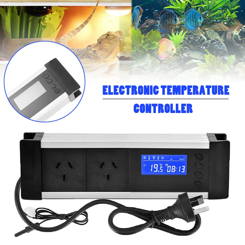 

LCD Reptile Amphibian Thermostat Aquarium Fish Tank Digital Timer Cooling Heating Temp Controller Regulator With AU Plug