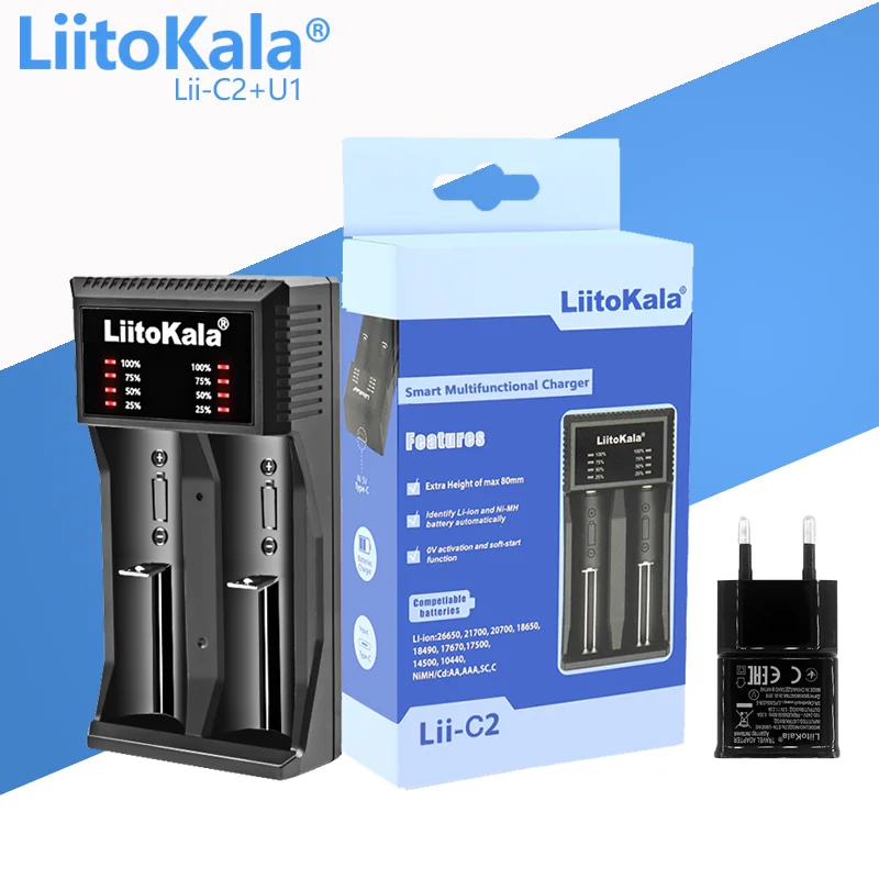 

1-5PCS LiitoKala Lii-C2+U1 18650 Battery smart Charger For 21700/26650/18350/16340/18500/AA/AAA 3.7V 1.2V Ni-MH Ni-Cd