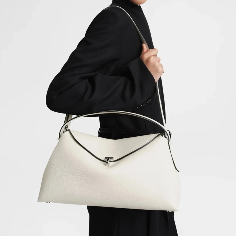 

Women's Handbag Brands Genuine Leather T-lock Design Top Handle Tote Bag High Quality Cowhide Flap Clutch Shoulder Bag 2024 New