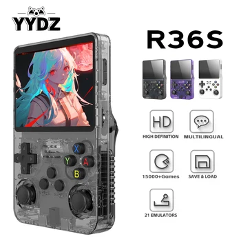 R36S 레트로 핸드헬드 비디오 게임 콘솔, 리눅스 시스템, 3.5 인치 IPS 스크린, 휴대용 핸드헬드 비디오 플레이어, 64GB 15000 게임