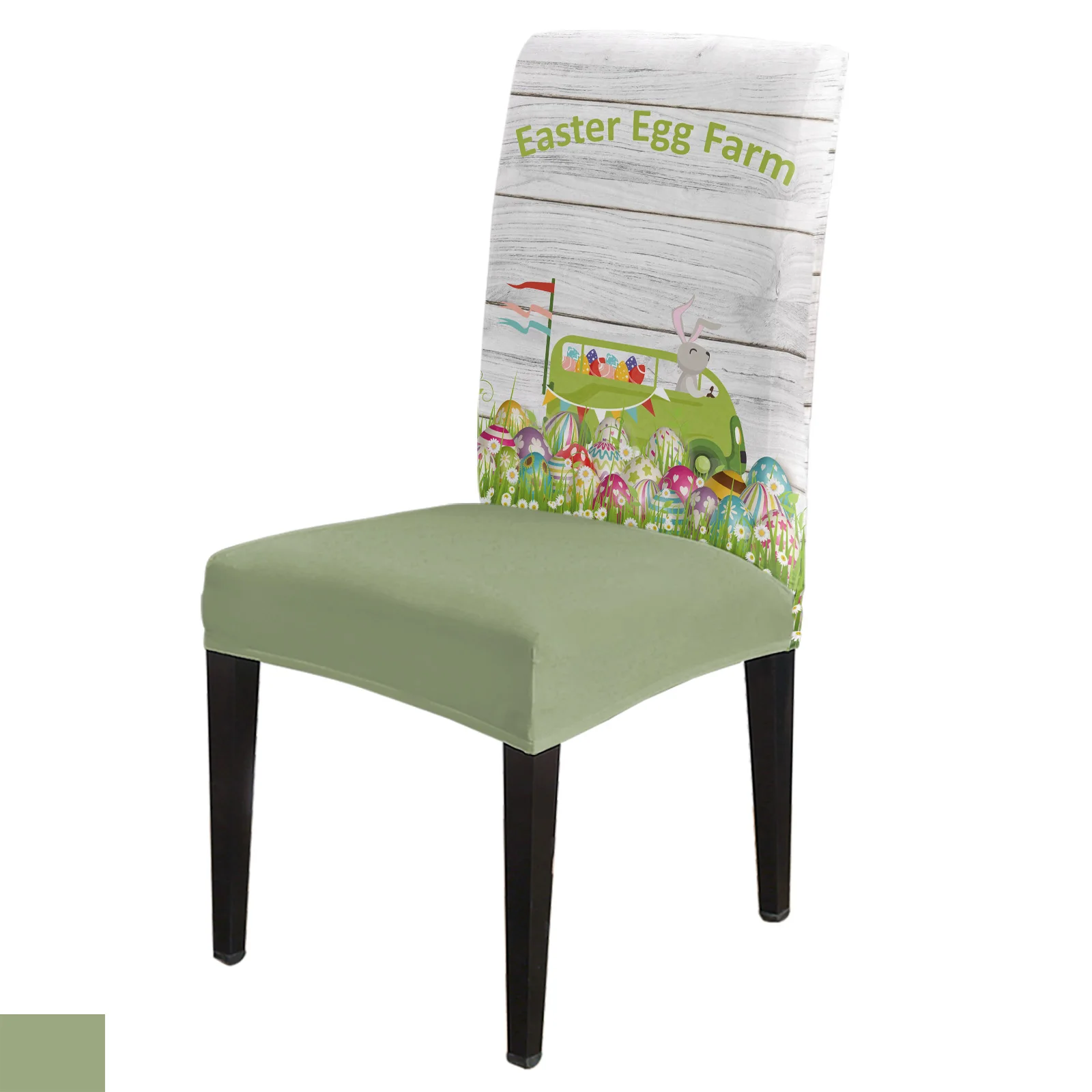 

Чехол на стул с зеленой текстурой древесины в пасхальном стиле, эластичный чехол из спандекса для обеденного стола, Декор для дома и офиса