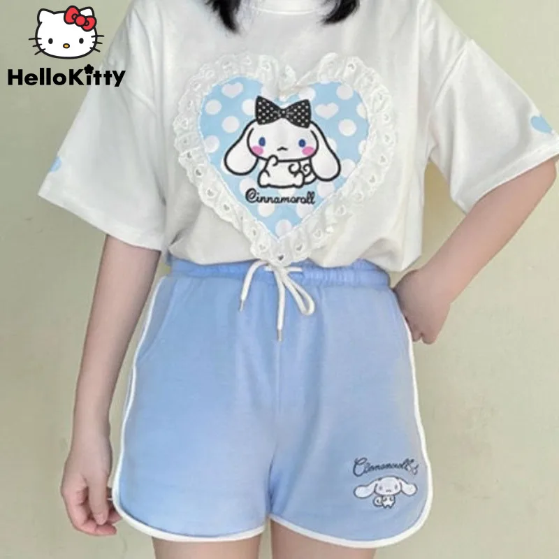 Шорты Sanrio Cinnamoroll Kuromi Y2k женские с вышивкой, Свободные повседневные короткие штаны с мелодией, милые спортивные с широкими штанинами
Шорты Sanrio Cinnamoroll Kuromi Y2k женские с вышивкой, Свободные повседневные короткие штаны с мелодией, милые спортивные с широкими штанинами