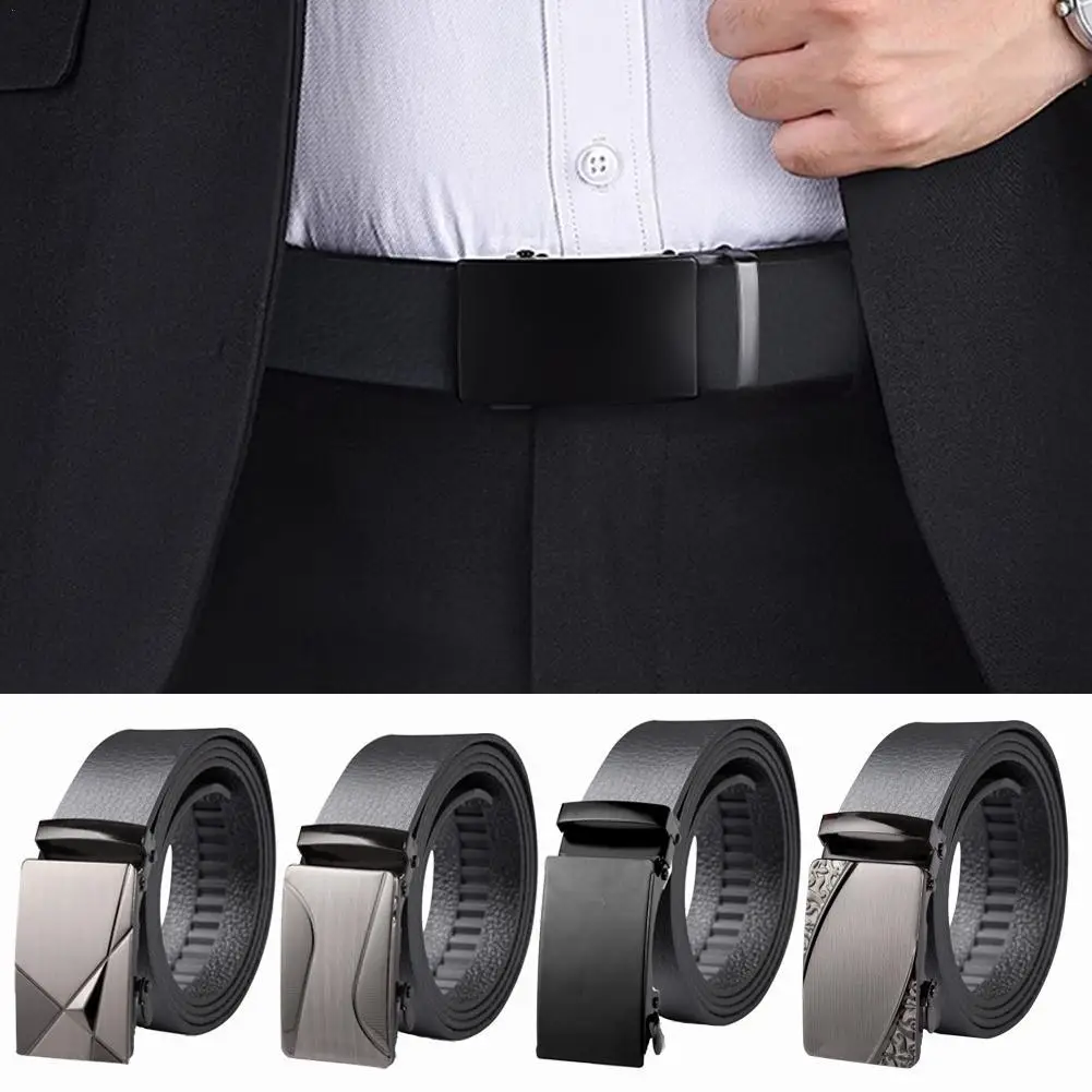 

PU Leather Men Belt High Quality Genuine Luxury Leathers Belts Strap Male Metal Automatic Multiple Styles Choose 120 Cm