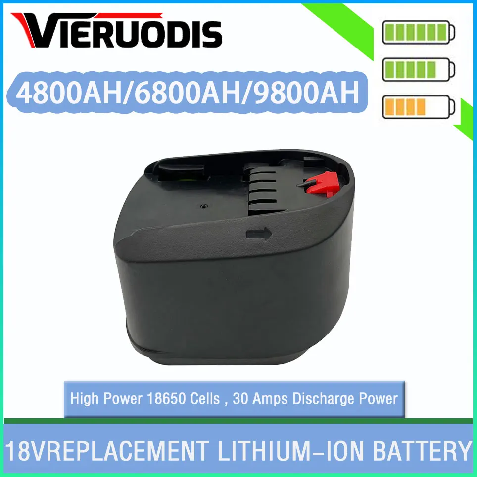 

For Bosch 18V 6.8AH/9.8AH Lithium Ion Rechargeable Tool Battery PBA PST PSB PSR Bosch Home, Garden Tools (TypeC only) AL1810CV