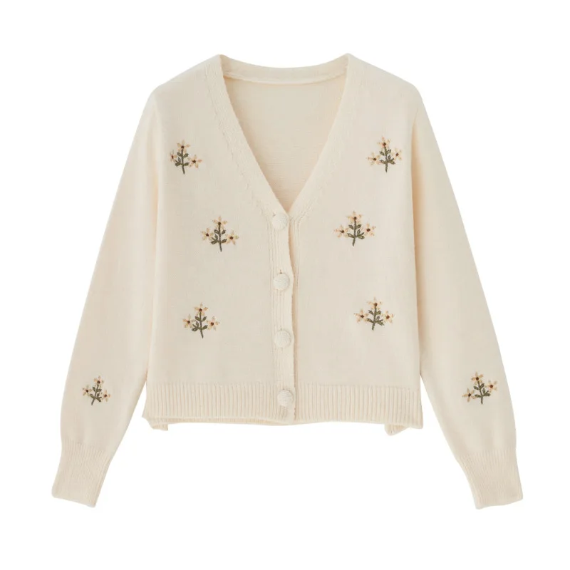 New In 2023 V Neck Floral Embroidery Short Sweater Coat Women Spring Autumn Korean Fashion Loose Knitted Cardigan Tops
New In 2023 V Neck Floral Embroidery Short Sweater Coat Women Spring Autumn Korean Fashion Loose Knitted Cardigan Tops