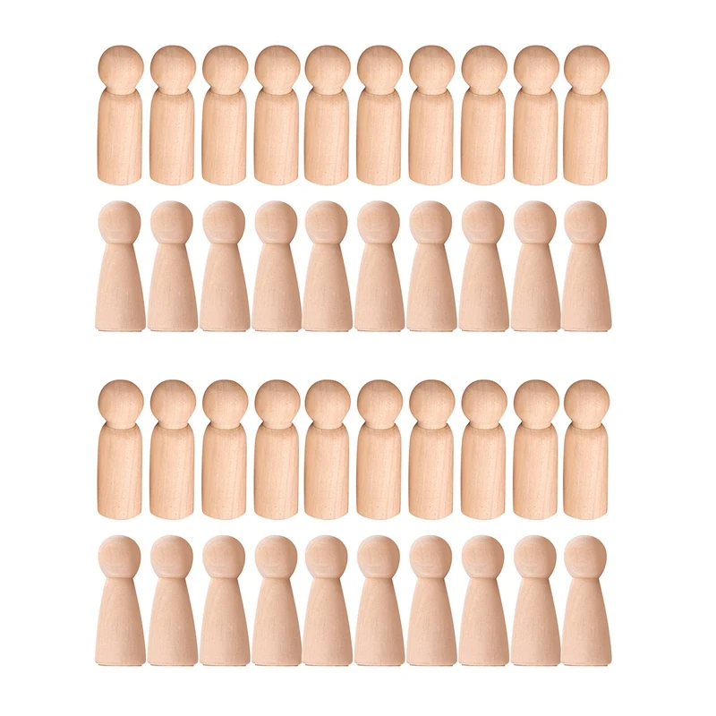 

2023 Hot-40X Wooden Peg Doll Unfinished Wooden People Plain Blank Bodies Angel Dolls For DIY Craft