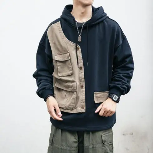 Autumn Vintage Personalized Fashion Splice Hooded Sweater Men's Loose Fashion Workwear Style Long Sleeve Casual Couple Top Coat
Autumn Vintage Personalized Fashion Splice Hooded Sweater Men's Loose Fashion Workwear Style Long Sleeve Casual Couple Top Coat