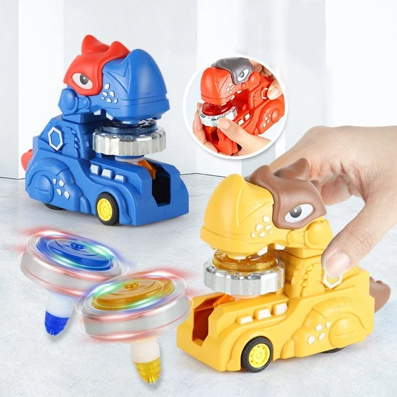 

Fidget Spinner Alloy Dinosaur Car Tops Toy Gyro Children's Toys with LED Flash Light Competition Interactive Game Toys Kids Gift