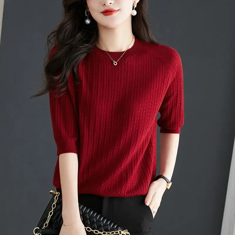 Fashion O-Neck Solid Color Knitted All-match Blouse Women's Clothing 2023 Spring New Casual Pullovers Tops Loose Korean Shirt
Fashion O-Neck Solid Color Knitted All-match Blouse Women's Clothing 2023 Spring New Casual Pullovers Tops Loose Korean Shirt