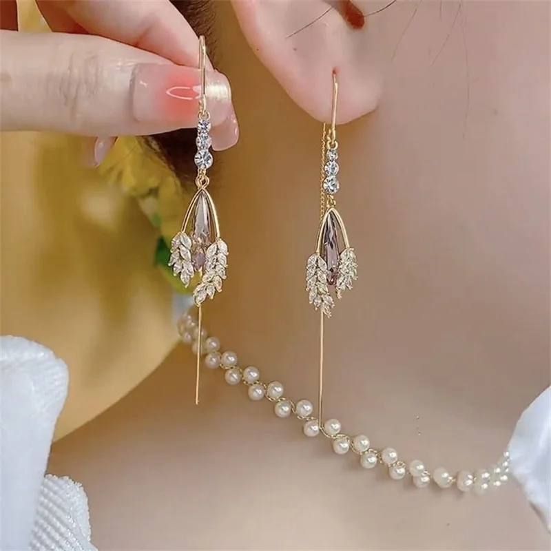 Luxury Zircon Long Tassel Golden Earrings for Women Exquisite Flower Leaf Water Drop Earring Wedding Party Valentine's Day Gifts 21 Mallzona S62c4680e3a8a4a7d889820bfd6a90633Q Luxury Zircon Long Tassel Golden Earrings for Women Exquisite Flower Leaf Water Drop Earring Wedding Party Valentine's Day Gifts Mallzona