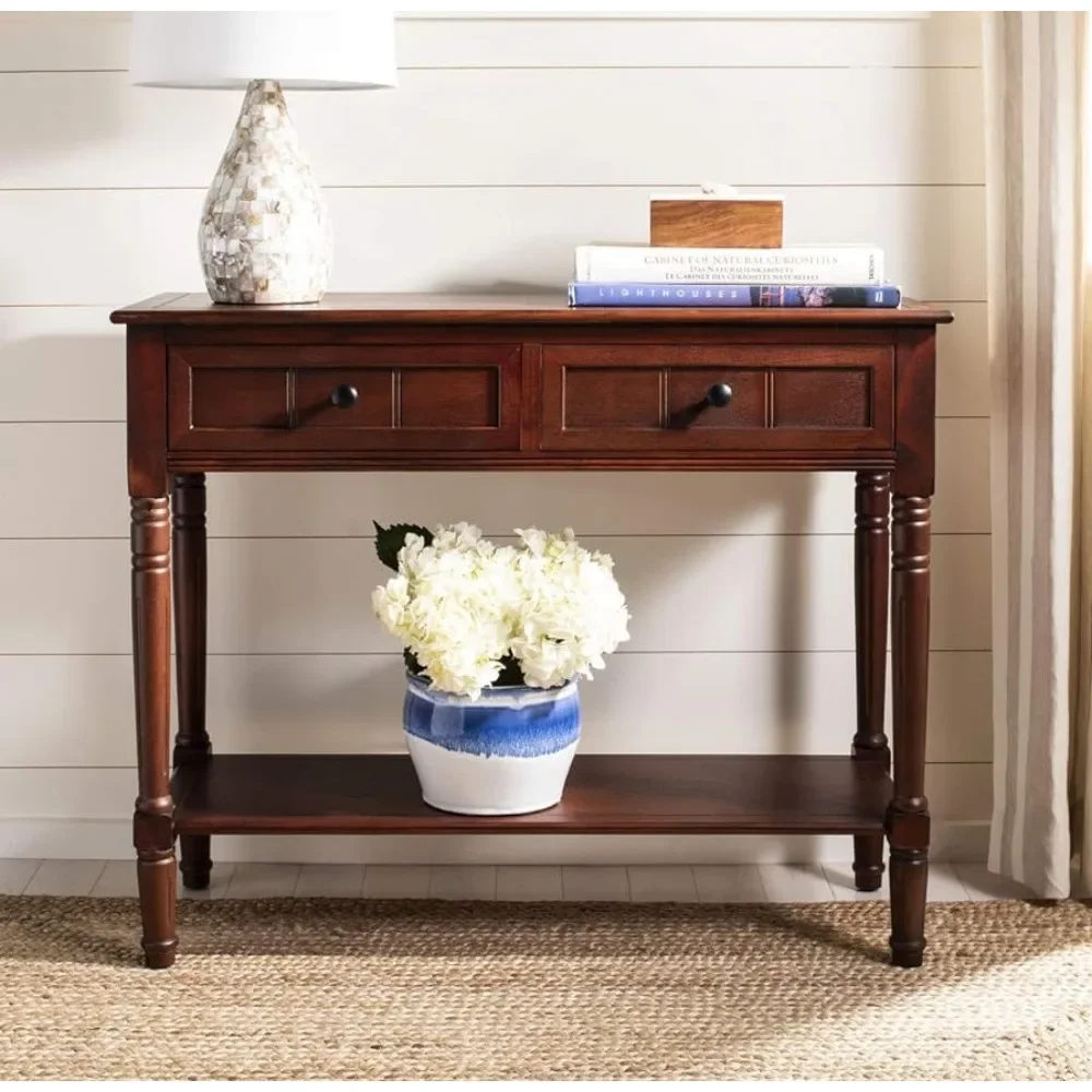 

Sofa table made of solid pine 2 drawer console table, black cherry