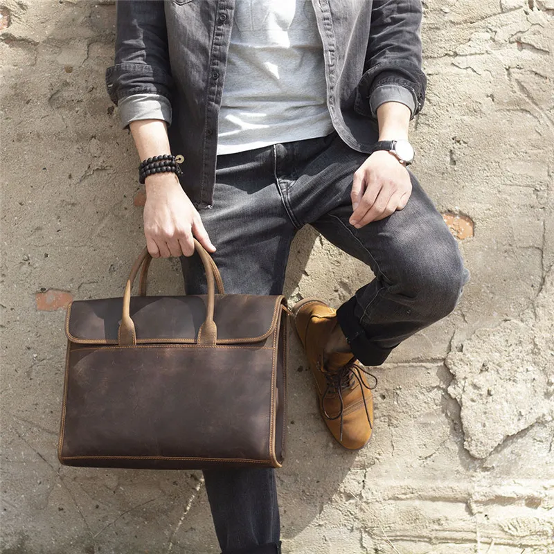 Vintage business simple crazy horse cowhide men's briefcase daily waterproof laptop bag genuine leather work shoulder bags
Vintage business simple crazy horse cowhide men's briefcase daily waterproof laptop bag genuine leather work shoulder bags